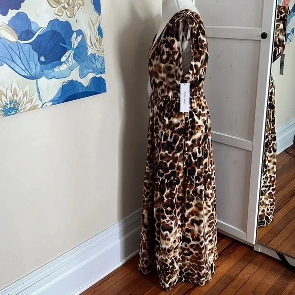 Calvin Klein Animal Print Tie-Shoulder Maxi Dress with Drawstring Elastic Waist - Picture 3 of 16